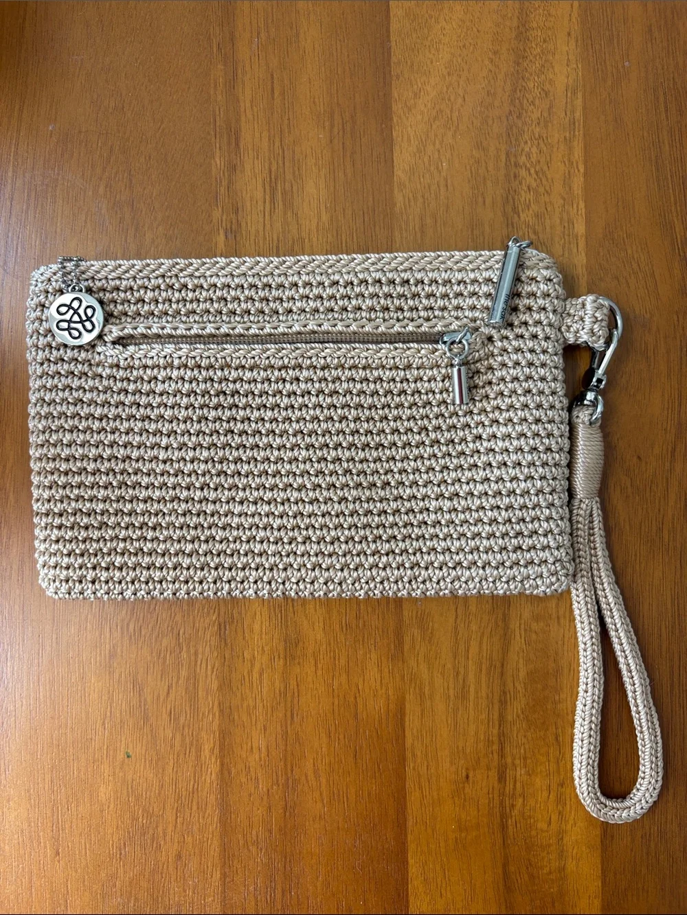 Woven Wristlet Clutch in Light Brown